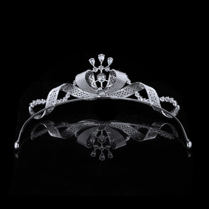 Luxury CZ Crystal Wedding Tiara – Elegant Bow Diadem for Bride & Evening Events