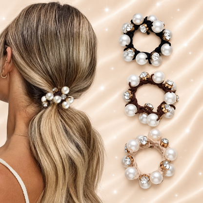 Pearl & Crystal Elastic Hair Ties – Elegant Hair Accessories