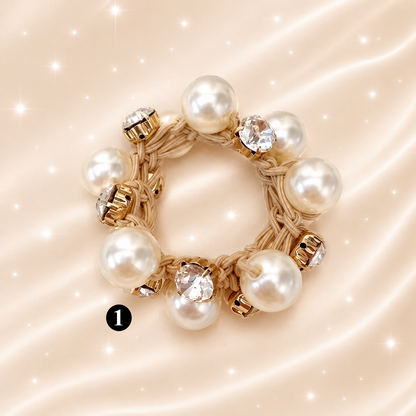 Pearl & Crystal Elastic Hair Ties – Elegant Hair Accessories