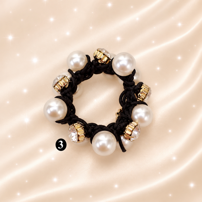 Pearl & Crystal Elastic Hair Ties – Elegant Hair Accessories