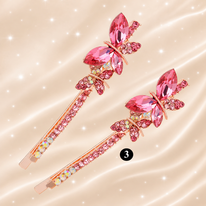 Jeweled Butterfly Crystal Hair Clips