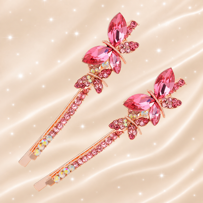 Jeweled Butterfly Crystal Hair Clips