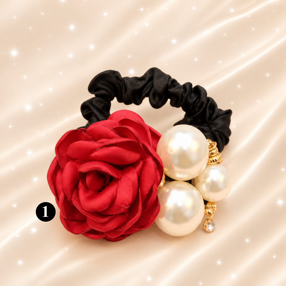 Pearl Rose Hair Scrunchie