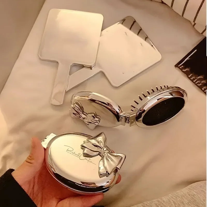 Portable Mini Hair Brush with Mirror – Compact Purse-Friendly Comb