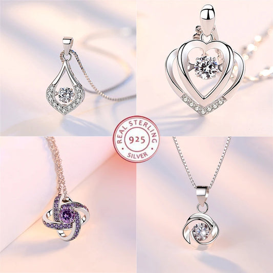 Elegant 925 Sterling Silver Zircon Necklace – Timeless Romantic Jewelry