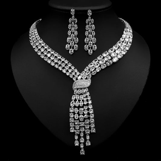 Luxury Water Drop Necklace & Earrings Set – Elegant Jewelry for Parties & Occasions