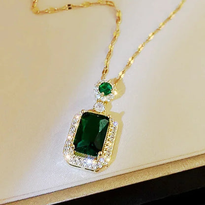Elegant Cubic Zirconia Pendant Necklace - 925 sterling Silver Chain With Luxury Multi - Color Gemstones for Women