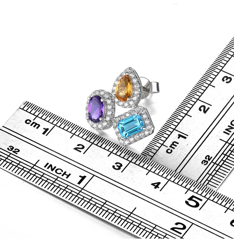 Luxury Multicolor Zirconia Earrings – 925 Sterling Silver Crystal Design
