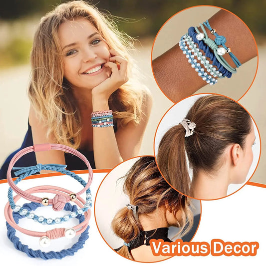 Classic Pearl & Braided Hair Ties – Multicolor Elastic Hair Accessories