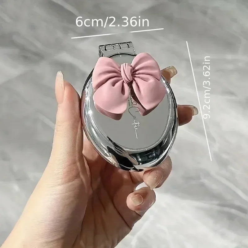 Portable Mini Hair Brush with Mirror – Compact Purse-Friendly Comb