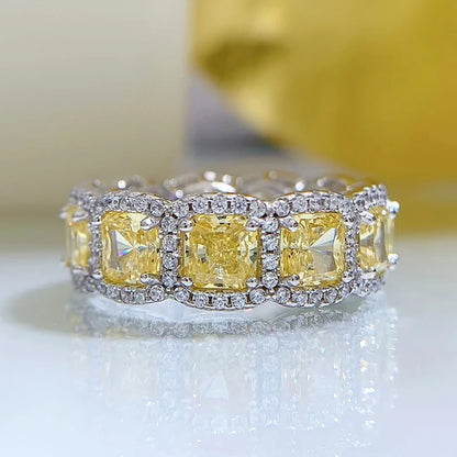 Multicolor Zircon Eternity Ring 925 Sterling Silver Wedding Band for Parties & Wedding