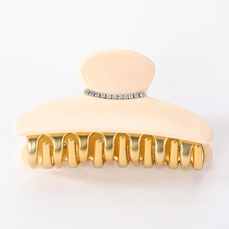 Luxury Acrylic Hair Claw Clip – French Gold-Edge Hair Accessory for Women