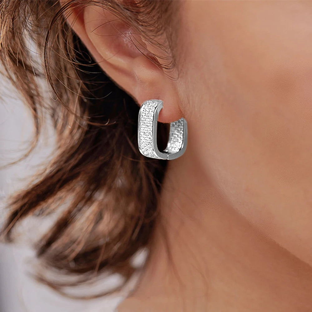 Fashion Paved CZ Hoop Earrings Metal Silver Color/Gold Color Simple
