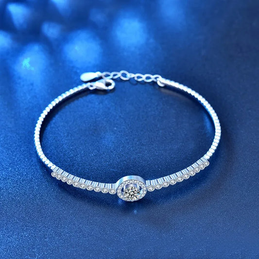 Elegant 925 Sterling Silver Moissanite Bracelet – Timeless Luxury for Women