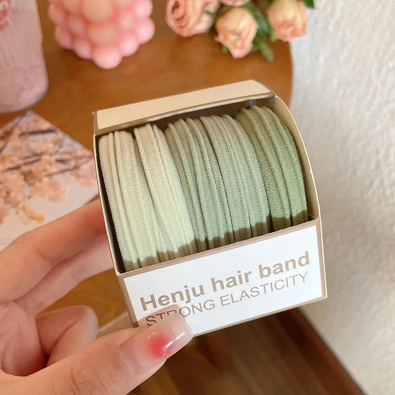 Colorful High-Elastic Hair Tie Set – Soft Nylon & Rubber Hair Bands | Cute Hair Accessories for Women & Girls