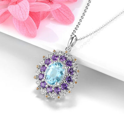 Colorful Luxury Gemstone Necklace - 925 Sterling Silver