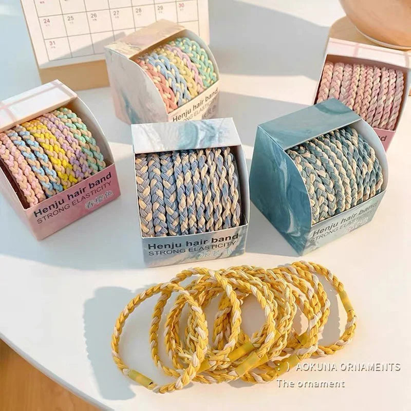 Colorful High-Elastic Hair Tie Set – Soft Nylon & Rubber Hair Bands | Cute Hair Accessories for Women & Girls