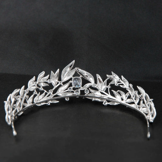 Elegant Crystal Leaf Crown – Luxury Wedding Tiara for Brides