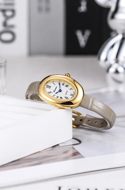 Luxury Oval Leather Women's Watch – Roman Dial Quartz Watch