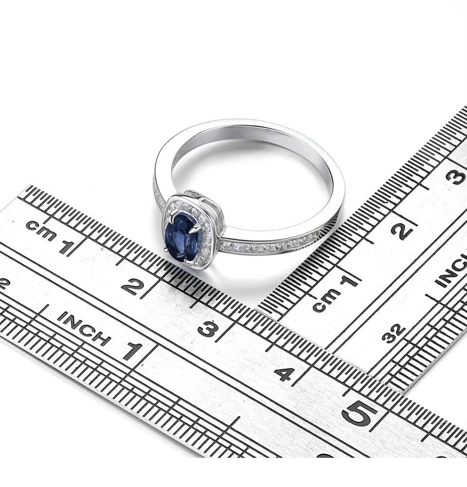 925 Sterling Silver Blue Sapphire Ring – Luxury Engagement Jewelry