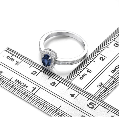 925 Sterling Silver Blue Sapphire Ring – Luxury Engagement Jewelry