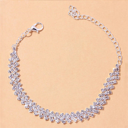Luxury Sparkling Zircon Anklet – Elegant Silver Design for a Glamorous Look