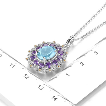 Colorful Luxury Gemstone Necklace - 925 Sterling Silver
