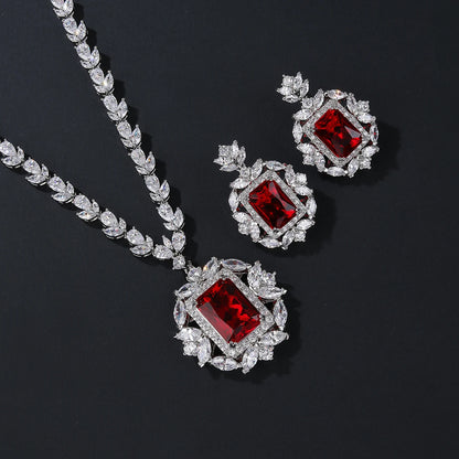 Luxury Cubic Zirconia Necklace & Earrings Set – Bridal & Evening Jewelry for Women