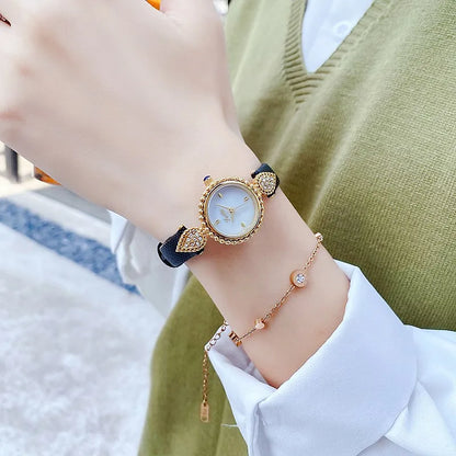 Elegant Vintage Women’s Watch – Luxury Waterproof Quartz with Crystal Details