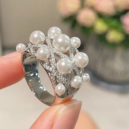 Luxury Pearl Ring 925 Sterling Silver – Elegant Statement Jewelry