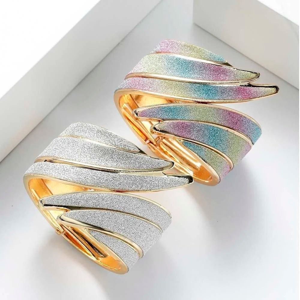 Wide Glitter Cuff Bracelet – Bold & Elegant Statement