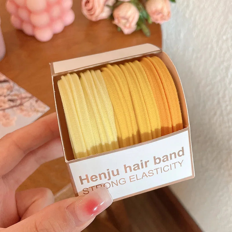 Colorful High-Elastic Hair Tie Set – Soft Nylon & Rubber Hair Bands | Cute Hair Accessories for Women & Girls