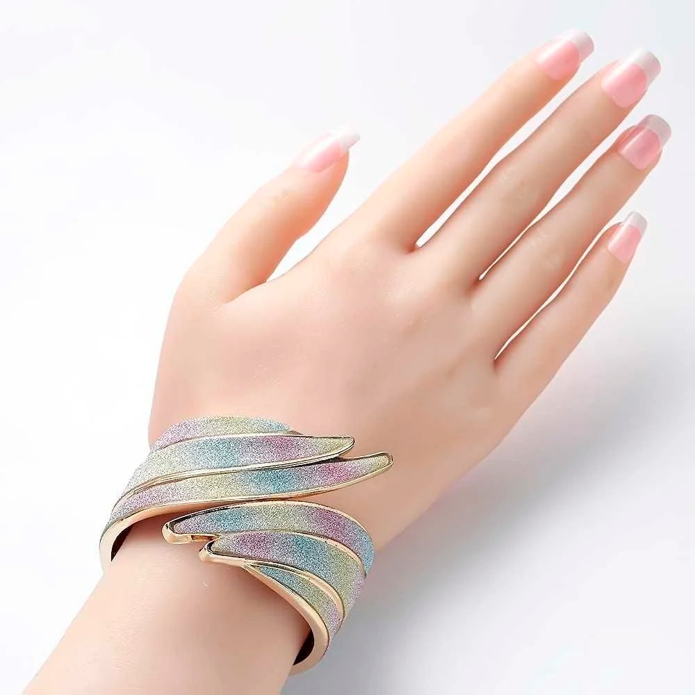 Wide Glitter Cuff Bracelet – Bold & Elegant Statement