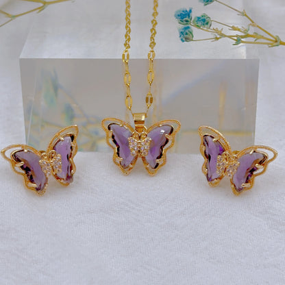 Elegant Butterfly Necklace & Earrings Set