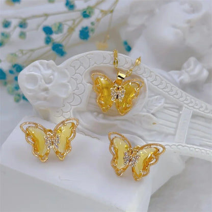 Elegant Butterfly Necklace & Earrings Set