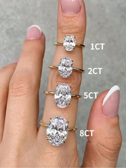 Luxury 925 Sterling Silver Oval CZ Ring for Women