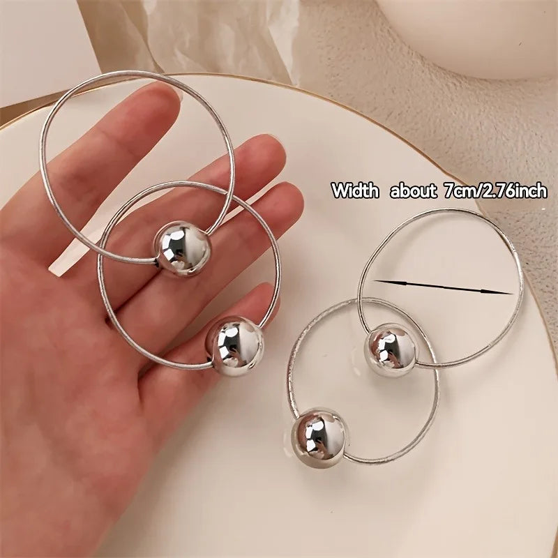 4pcs Elegant Metallic Hair Rings – Stylish Ball Hair Tie Set for Trendy Ponytail Hairstyles – Hair Accessory