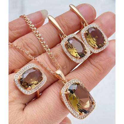 Luxury Statement Zircon Jewelry Set – Elegant Necklace Earrings & Ring
