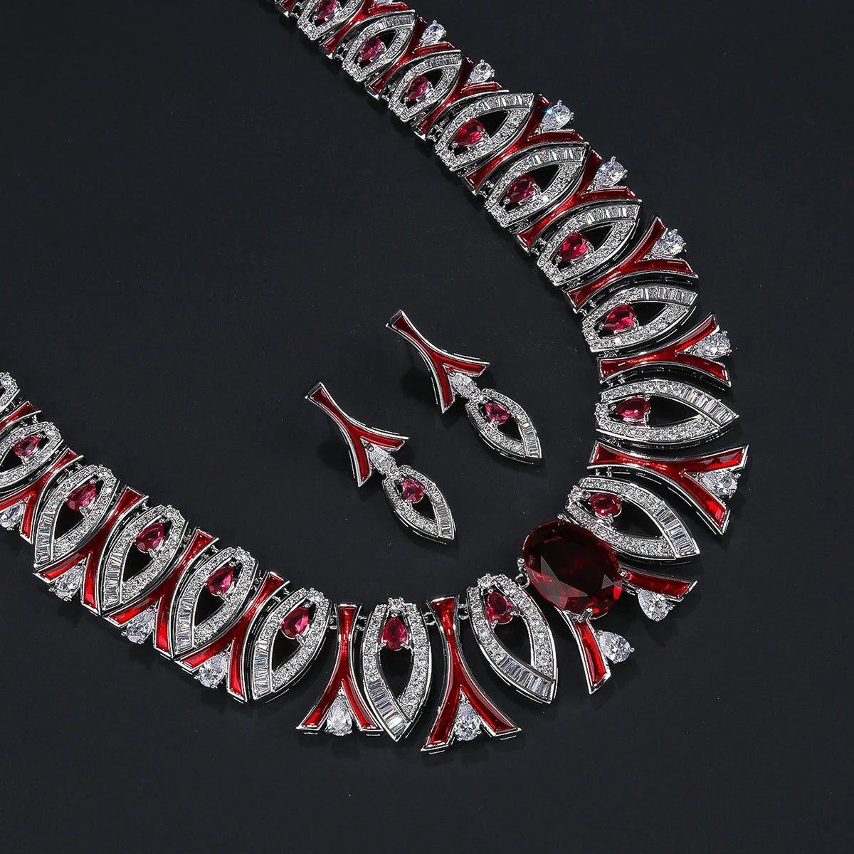 Luxury Zirconia Statement Necklace & Earrings Set – Elegant Jewelry for Women, Parties & Occasions