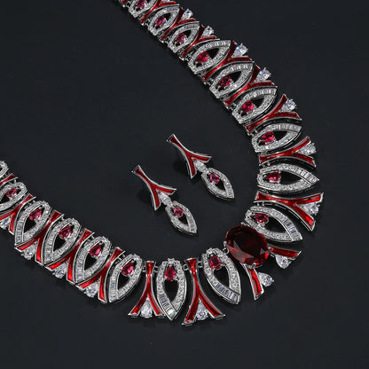 Luxury Zirconia Statement Necklace & Earrings Set – Elegant Jewelry for Women, Parties & Occasions