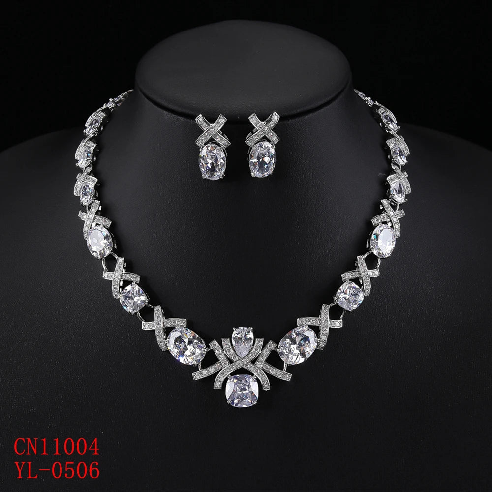 Luxury Crystal Necklace & Earrings Set – Elegant Jewelry for Women’s Parties & Occasions