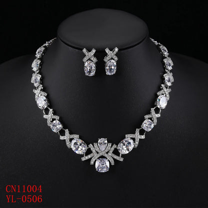Luxury Crystal Necklace & Earrings Set – Elegant Jewelry for Women’s Parties & Occasions