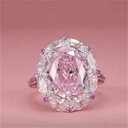 Luxury Pink Zircon Ring for Women – Elegant Statement Jewelry