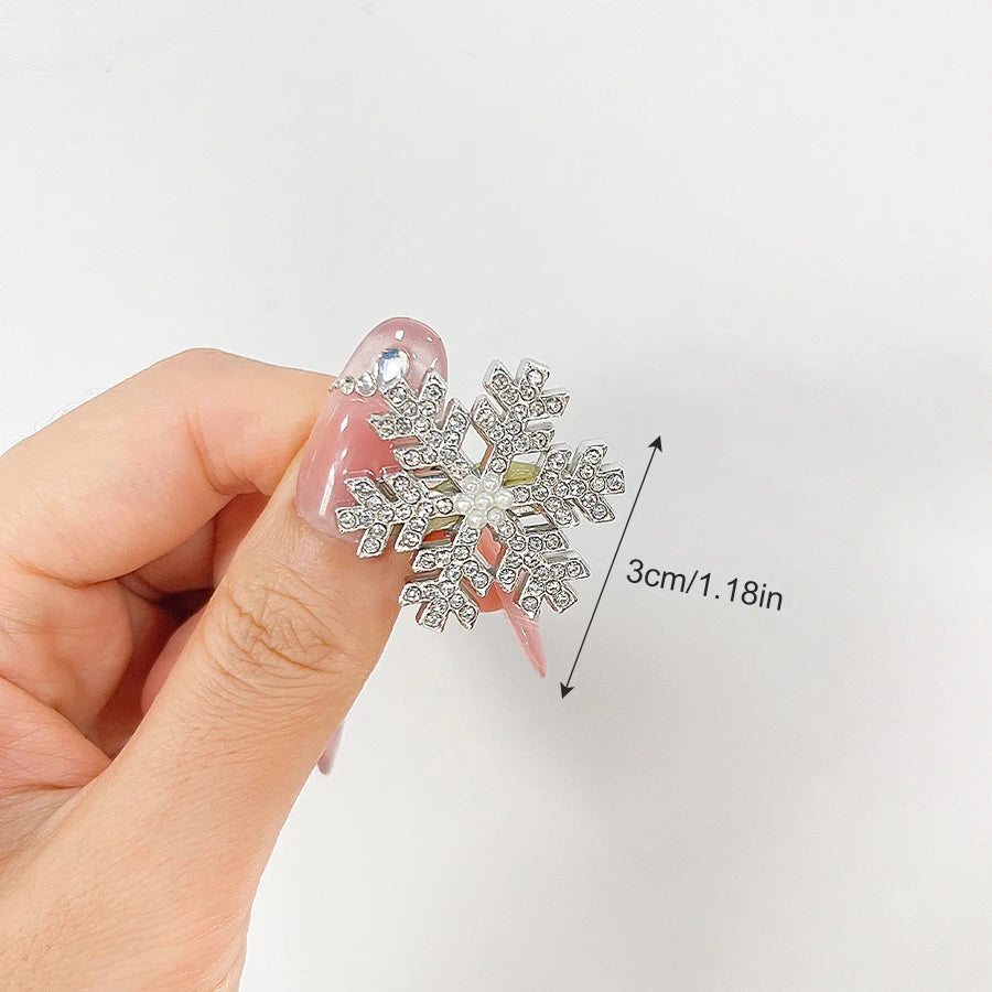 Sparkling Snowflake Rhinestone Hair Pins – 5-Pack Hair Accessories