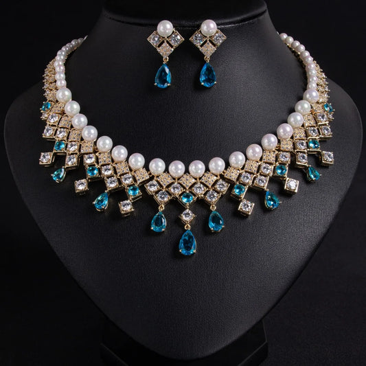 Luxurious Pearl & Zirconia Jewelry Set – Glamorous Party & Wedding Look