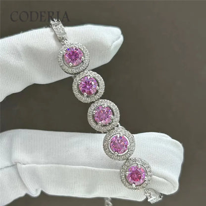 Luxury Pink Moissanite Bracelet in 925 Sterling Silver