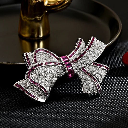 Luxury Zircon Bow Brooch – Elegant and Refined Design for a Sophisticated Look