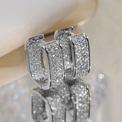 Fashion Paved CZ Hoop Earrings Metal Silver Color/Gold Color Simple