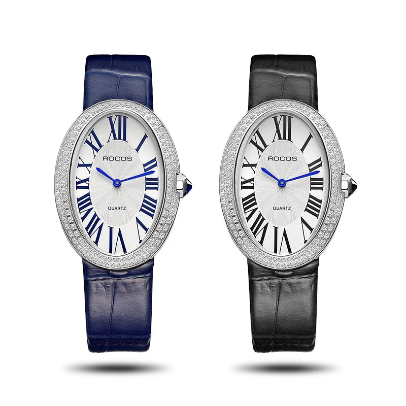 Leather Watch for Women Elegant Luxury Brand Ladies Oval Quartz Watch Fashion