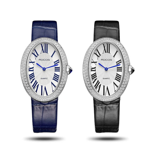 Leather Watch for Women Elegant Luxury Brand Ladies Oval Quartz Watch Fashion
